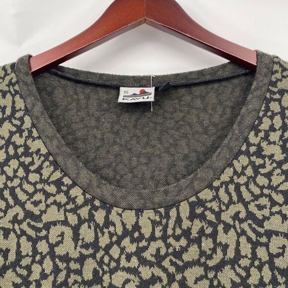 Kavu Deva Long Sleeve Knit Casual Thumb Hole Athleisure MIDI Dress Black / Green - Picture 7 of 15